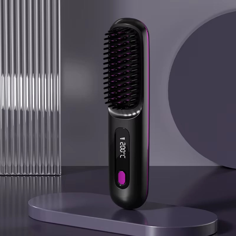 Cepillo Alisador Inalámbrico Portátil con Pantalla LCD