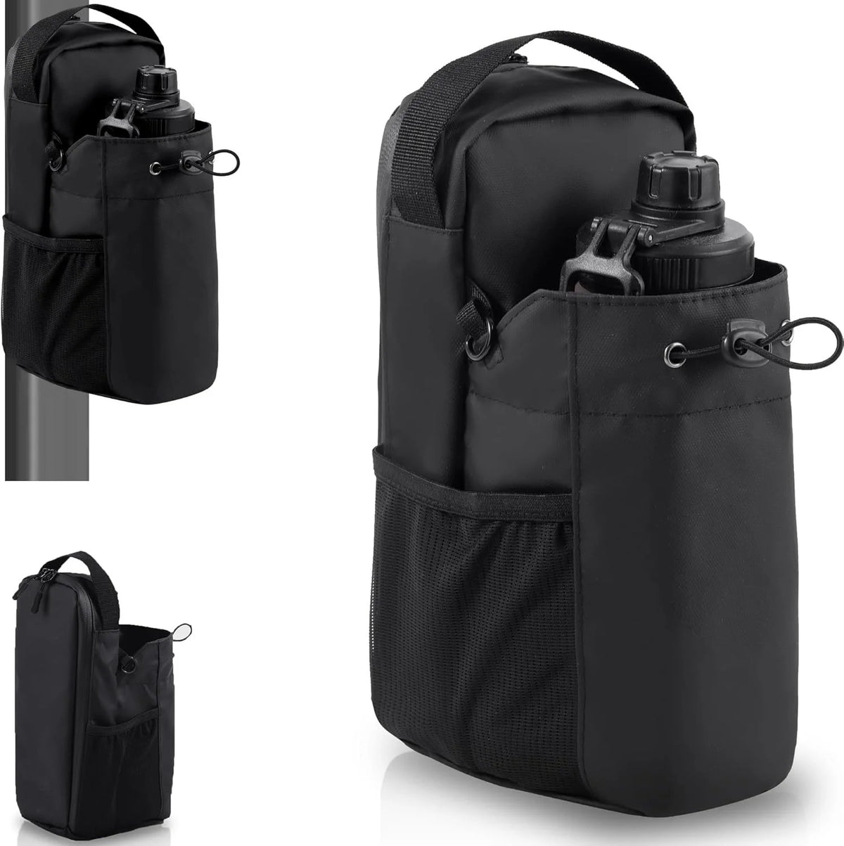 Bolsa magnética para gimnasio con portabotellas y bolsillo para móvil